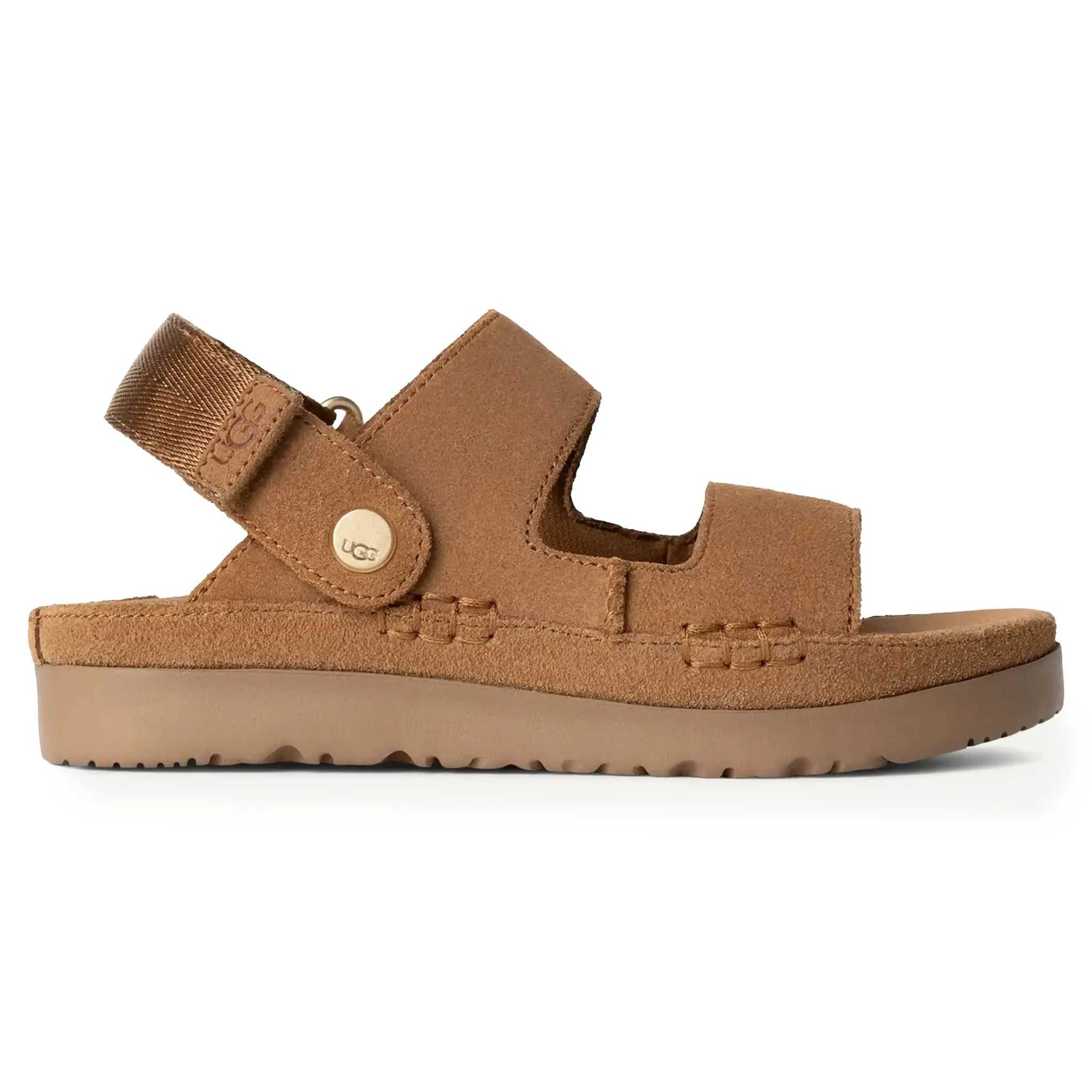 Side View of UGG Goldenstar Glide Girls Brown Sandals UGGS5017154234